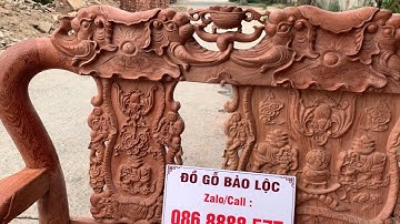 Bộ Ghế Minh Quốc Voi Cột 10 Gỗ Hương Đá Đục Tay. Đồ Gỗ Đồng Kỵ Bảo Lộc