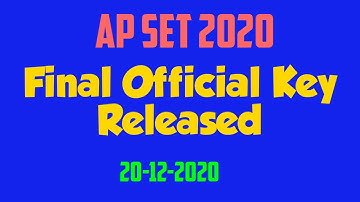 AP SET 2020 Final Official Key Released | APSET 2020 Answer key  20th December 2020 All Papers