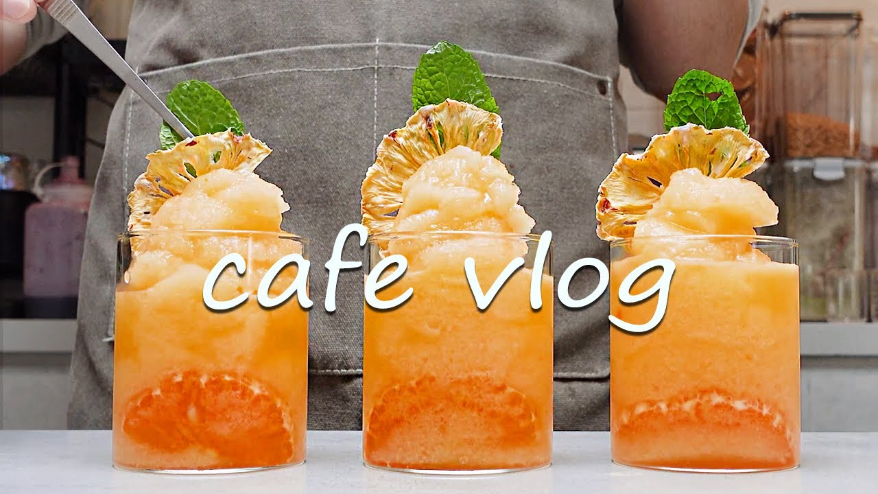 🍊Cafe Vlog Collection/Sweet & Sour Orange Smoothie Awaken Ur Taste Buds✨Cafe Vlog/ASMR/카페브이로그/no bgm