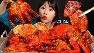 ASMR MUKBANG Steamed seafood, scallop, octopus, shrimp, abalone, king crab, Eating