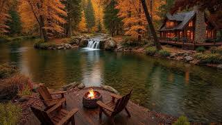 A Peaceful Autumn Morning on a Riverside Porch 🍁🍂 Soft Piano & Nature Sounds for Relax screenshot 4