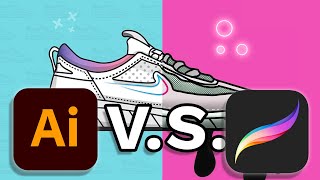 Procreate V.S. Adobe Illustrator (Nike Shoe Illustration)