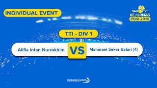 Tiket.com Kejurnas 2018 | TTI DIV 1 | Alifia VS Maharani