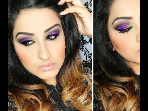 Lime Green & Purple Cut Crease (FIRST vid for 2014)