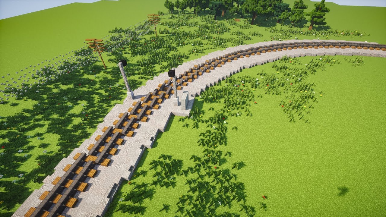 Minecraft Railroad Track Curve Tutorial - YouTube