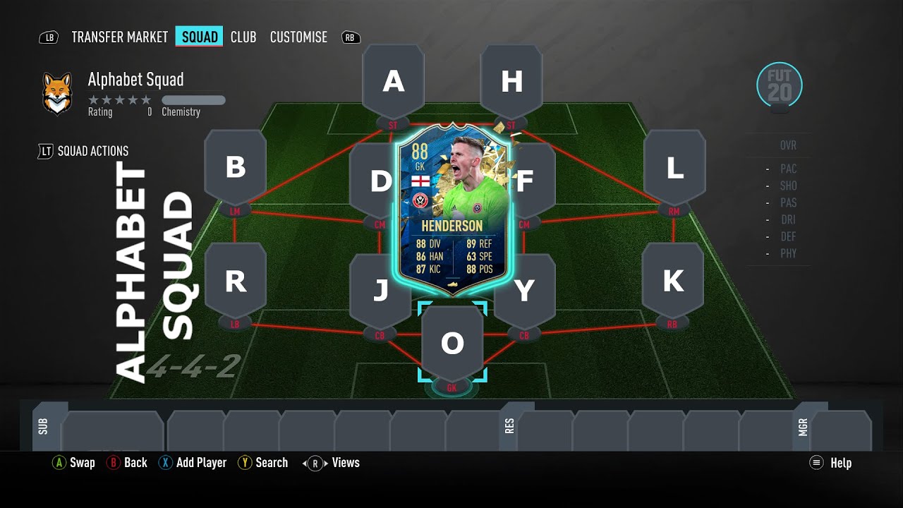 FIFA 20 Alphabet Squad On TOTSSF Dean Henderson (Squad Building Series)
