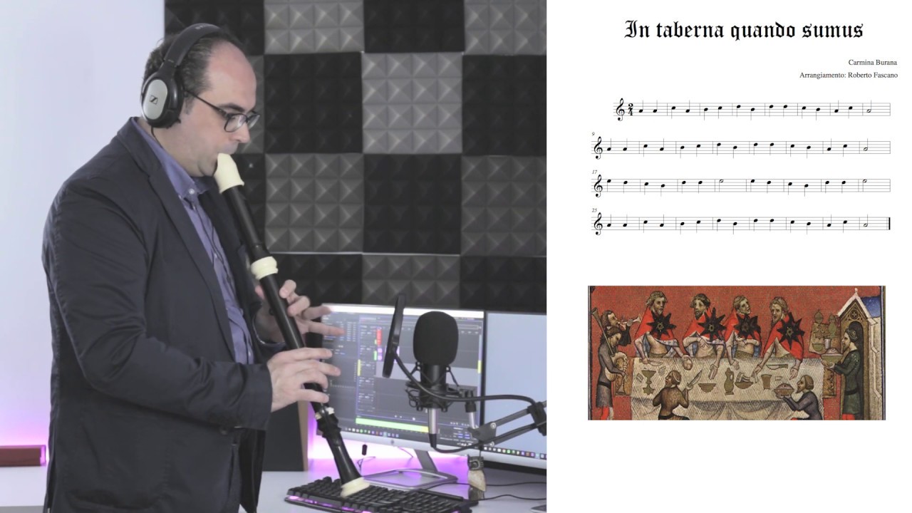 In taberna quando sumus - Flauto dolce tenore - Musica Medievale - Tutorial con Spartito