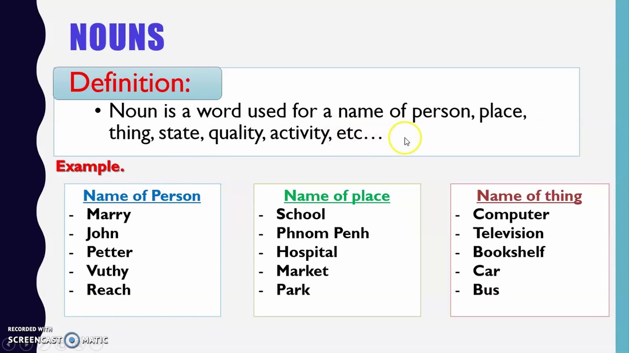 Can Noun. Assist Noun. What is Noun Defination.