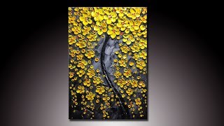 Yellow Flower-tree Modern Home Artwork Thick Palette Knife