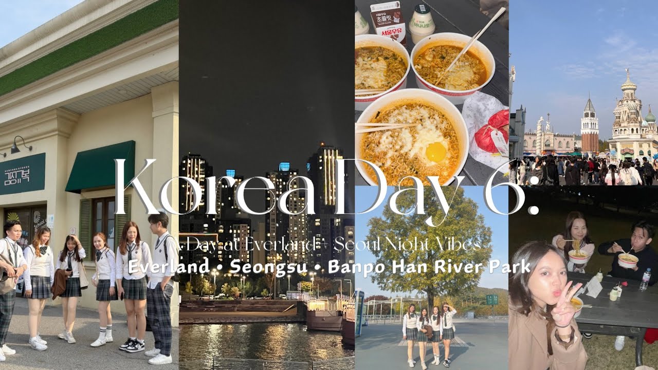 Korea Day 6: A Day at Everland+Seoul Night Vibes🎢🌃 rides, city lights, & ramyeon picnic | korea vlog