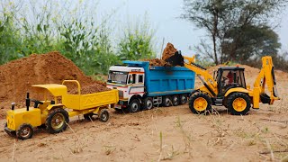 JCB 5cx Backhoe fully loading sand in HMT tractor trolley |Sonalika Rx60 tractor|@MrDevCreators