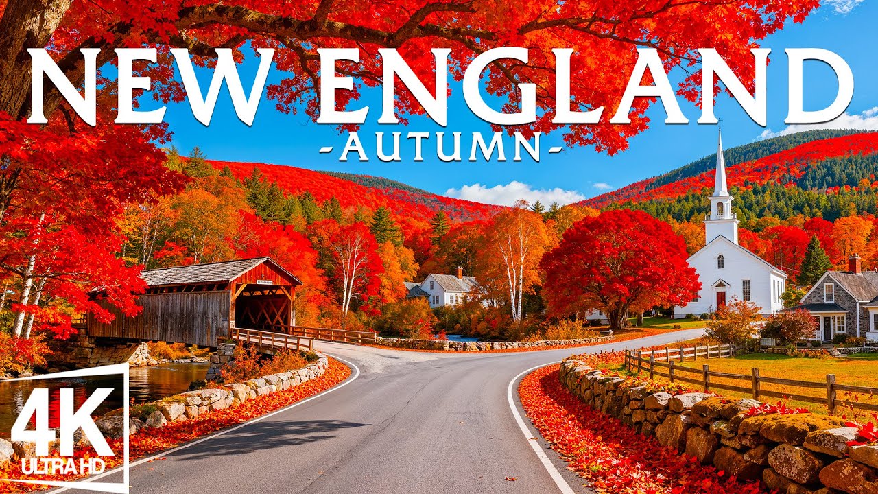 New England 4K Autumn Aerial Film – Breathtaking Mountains, Lakes & Countryside