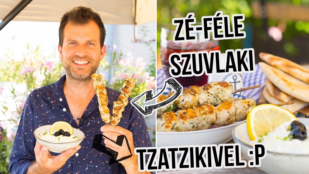 Csirkés szuvlaki tzatzikivel és pitával