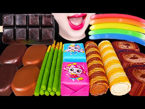 ASMR Color Nik-L-Nips Wax Sticks Chocolate Ice Cream 닉클립 왁스병 아이스크림 먹방 Mukbang, Eating