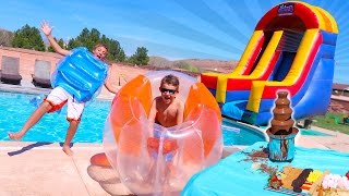 GIANT BUBBLE BALL INFLATABLE SLIDE IN THE Backyard!