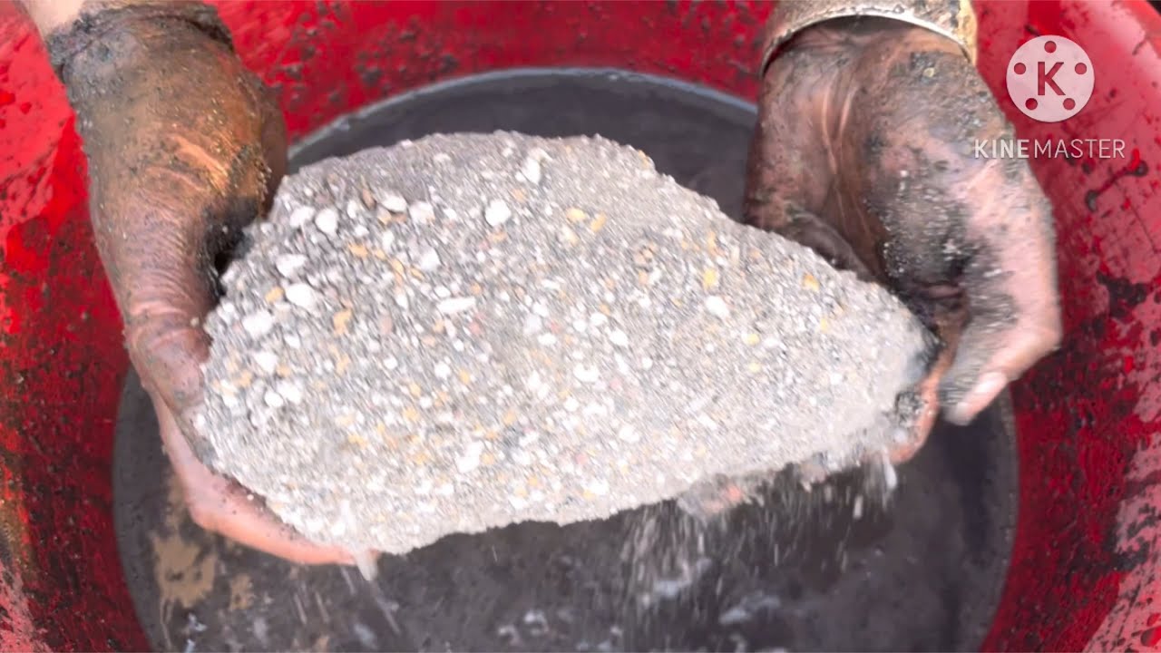 Gritty charcoal stone water crumbling #satisfying 