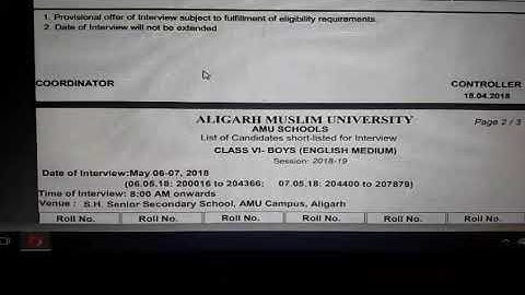 Amu class 6 result 2018