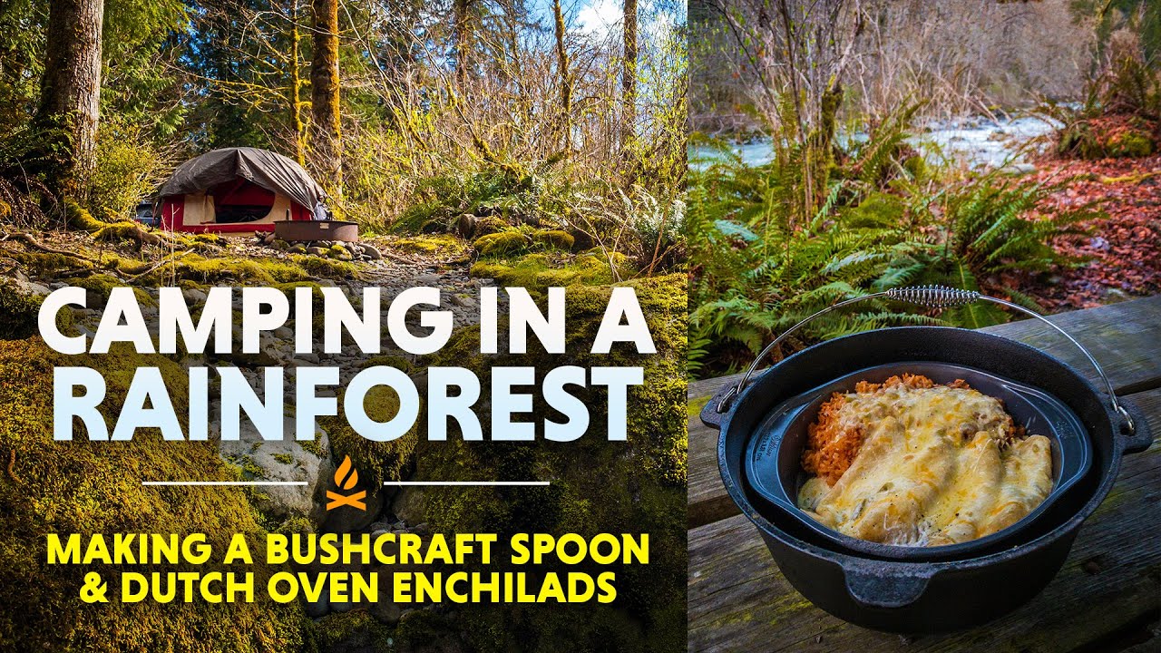 Camping In A Rainforest Making a Bushcraft Spoon & Dutch Oven