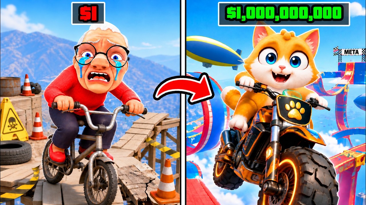 Competimos en Pistas de Acrobacias de $1 VS $1,000,000,000 en GTA 5!