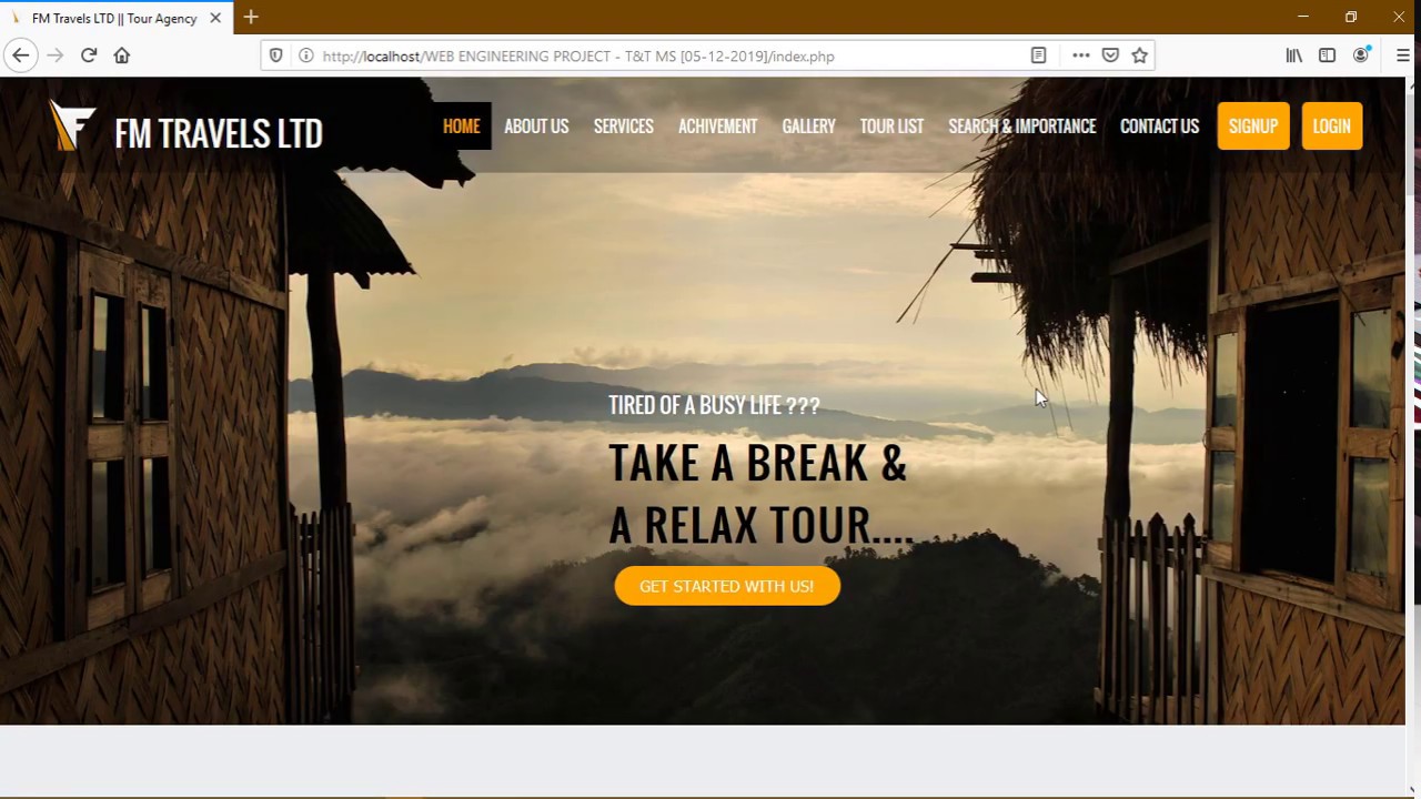 tour and travel web application project