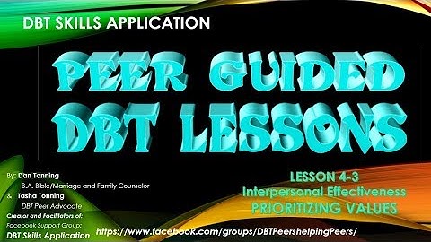 Prioritizing Values (Interpersonal Effectiveness Module) 4-3 for Peer Guided DBT Lessons