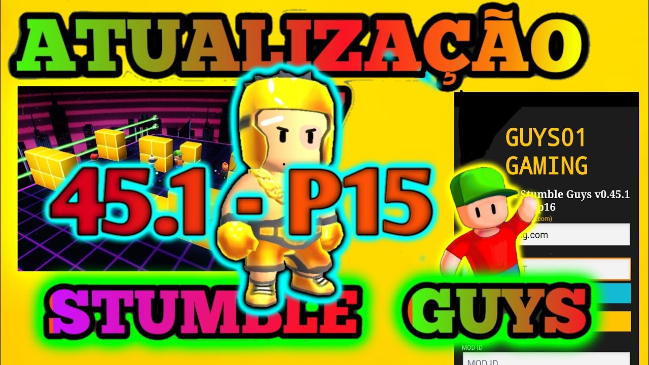 APK MOD STUMBLE GUYS 0.58, NICK VERMELHO, MULTIPLAYER, GEMAS INFINITAS,  EMOTES FUNCIONANDO 