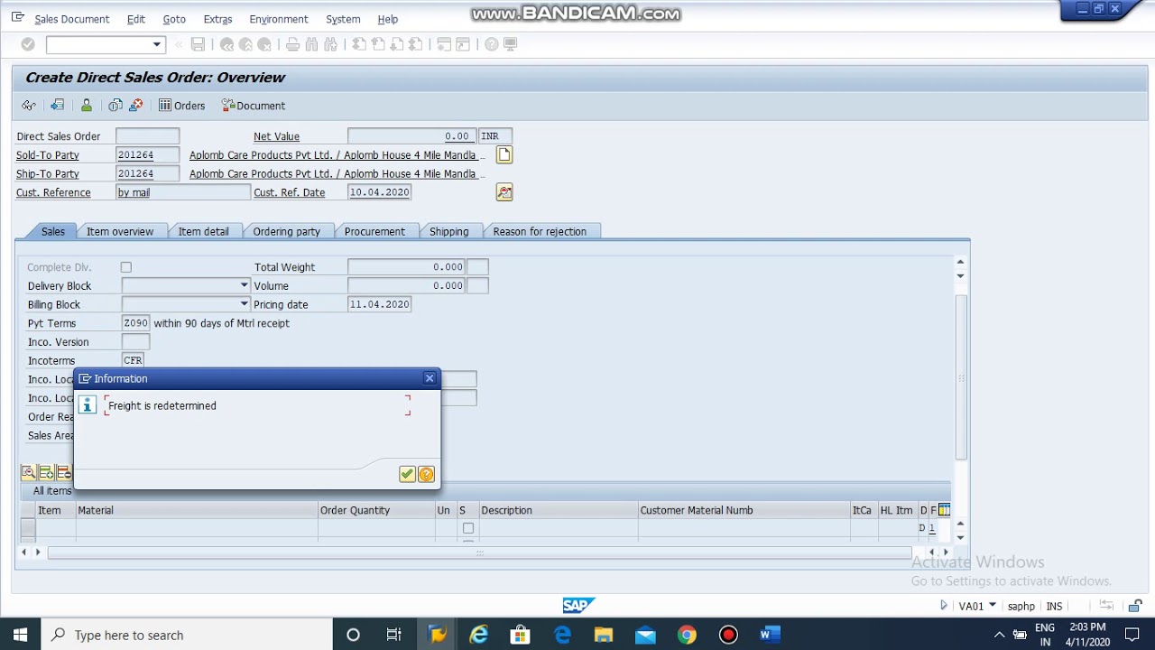 account assignment in sales order sap