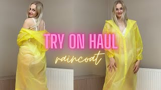 4K Yellow Raincoat Try-On Cozy Rainy Day Outfit