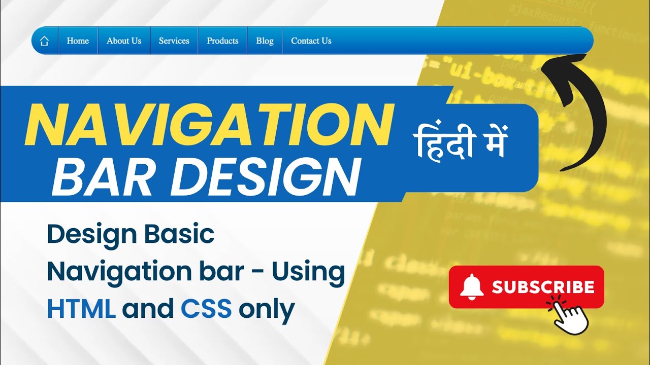 How to Create A Simple Navigation Bar using HTML and CSS only - Hindi ...