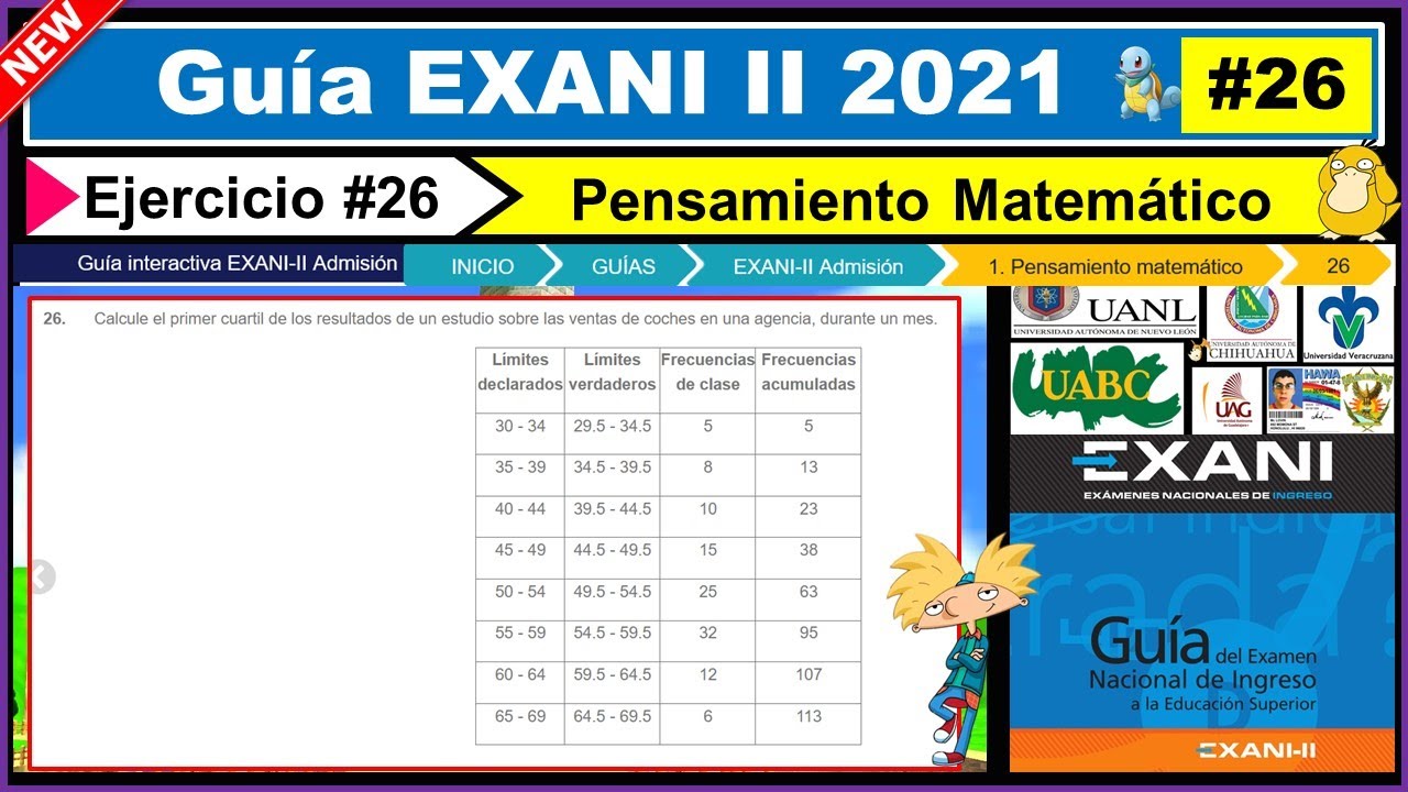 Guía EXANI II 2021 Pensamiento Matemático Ejercicio #26 Guía CENEVAL