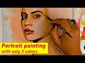 How to Paint a PORTRAIT with only 3 Colors (Acrylic Painting Tutorial)