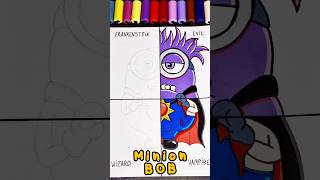 Drawing Minion BOB in 4 Different Styles! Pt.2 🧛‍♂️🩸🧄 Vampire style! #shorts