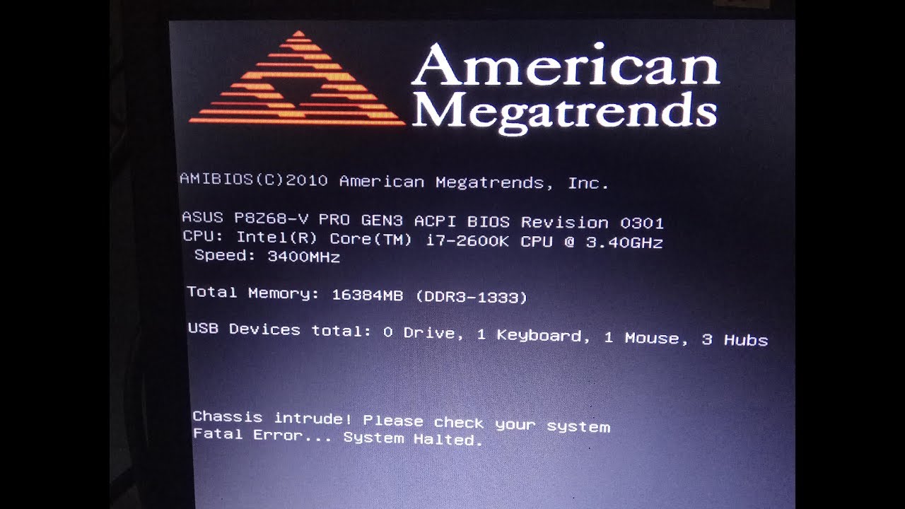 Fix Chassis Intruded Fatal Error System Halted Asus P8Z68 -V Pro Gen3