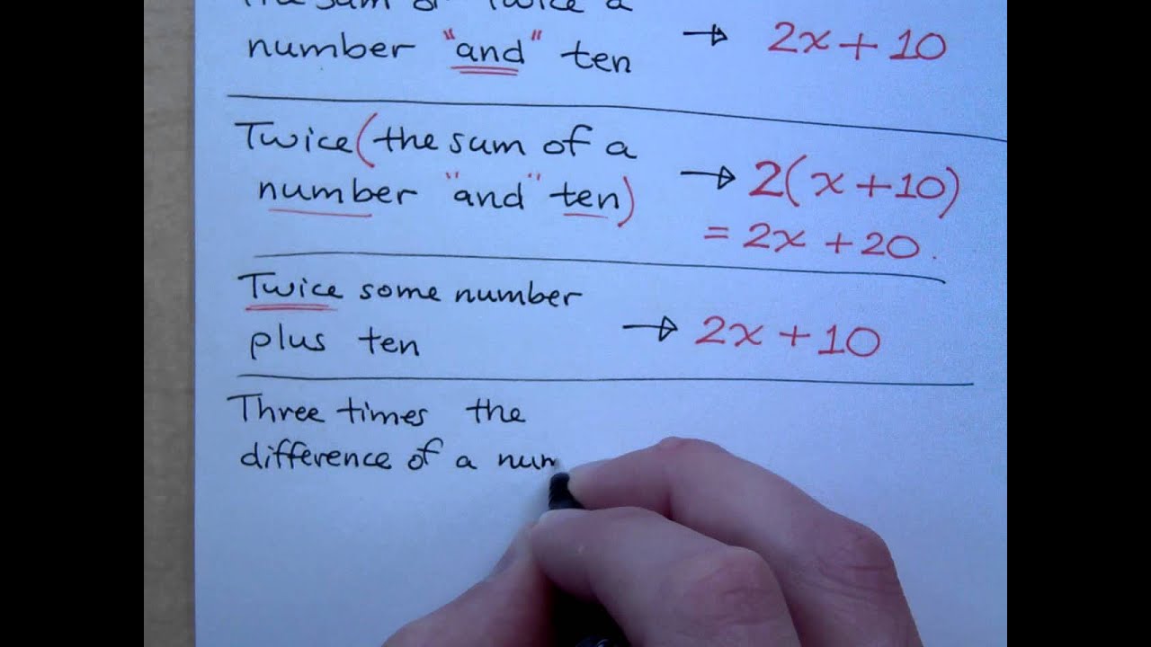 Solved: a) twice the difference between z and 8 b) the product of 5 and p is  decreased by 10 c) th [algebra]