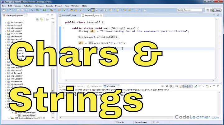 Java Tutorial - 18 - Replacing Characters in a String