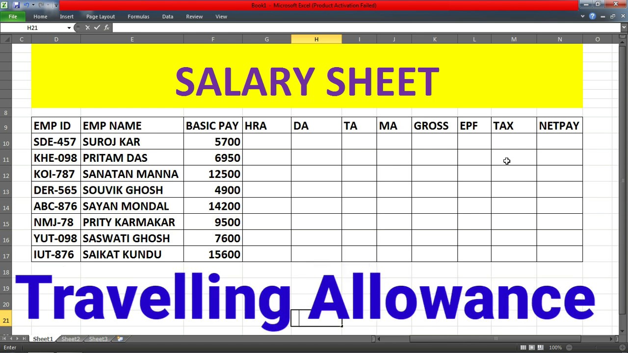  How to Make Salary Sheet in Excel YouTube