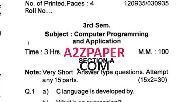 HSBTE Diploma 3rd Sem Computer Programming Question Paper