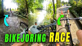Biker’s Thrilling Bikejoring Race and River Crossing With a Dog