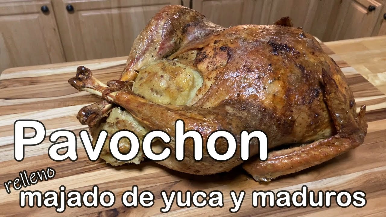 Pavo Relleno de majado de Yuca y Maduros (Turkey stuffed w/ Yuca & ripe plantain 'bacon in breast')