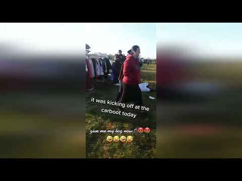 Dramatic footage shows car boot sale kicking off after woman allegedly accuses sellers of theft