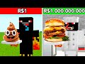 COMIDA de R$1,00 vs COMIDA DE R$1.000.000.000,00 no MINECRAFT