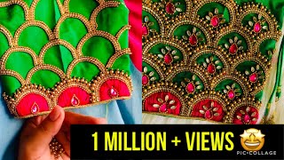 Most beautiful & heavy Bridal blouse design on stitched/readymade blouse wit normal stitching needle