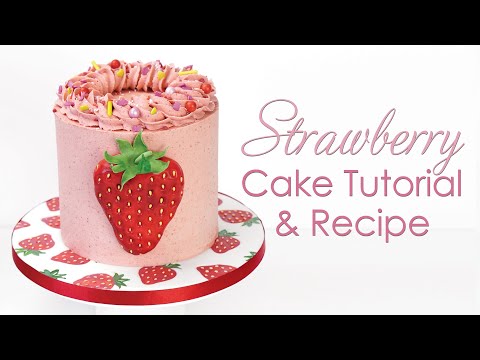Buttercream Strawberry Cake Decorating Tutorial with Strawberry Cake Recipe