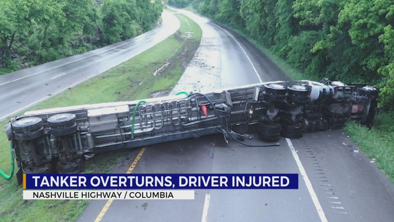 Tanker overturns in Columbia, spilling 4,000 gallons of fuel - YouTube