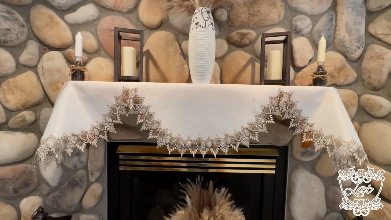 Earth Tone Beige and White Lace Mantle Scarf