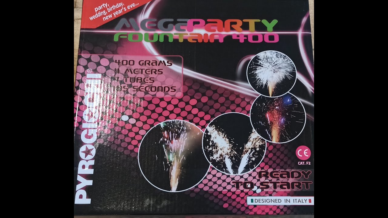 Dream's Party Font MEGAPARTY Fountain 400 - Fontana Pirotecnica Per Feste, Durata 105 Secondi, Uso Esterno