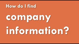 Finding Company Information