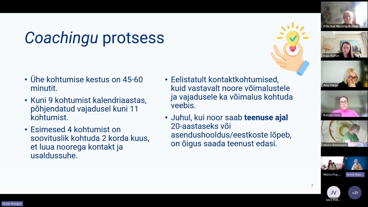 Infotund Asendushoolduselt elluastuvate noorte coaching