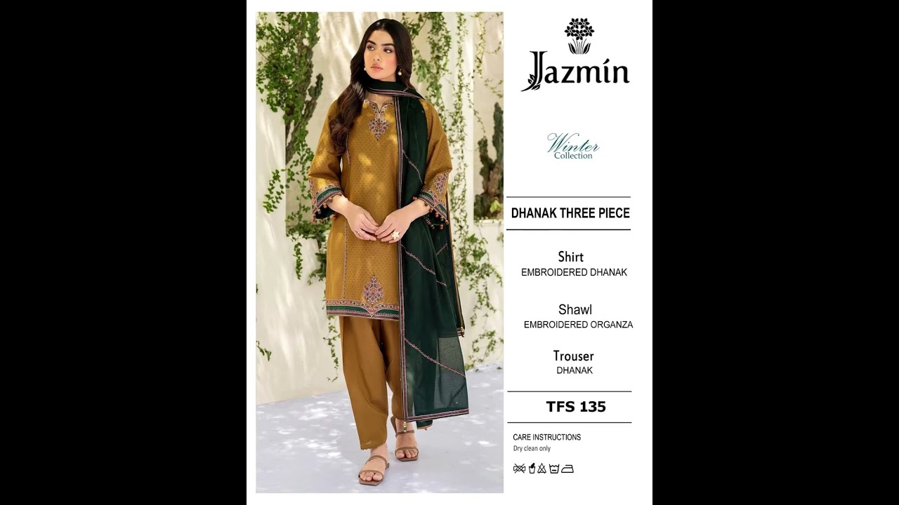 Luxury  collection  brand Jazmin Winter  Collection 2025 Fabric Fine Quality dhanak marina 3pc