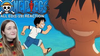 THE NEWEST ONE PIECE ENDING IS PEAK! First time Reaction to ALL One Piece Endings 1-19